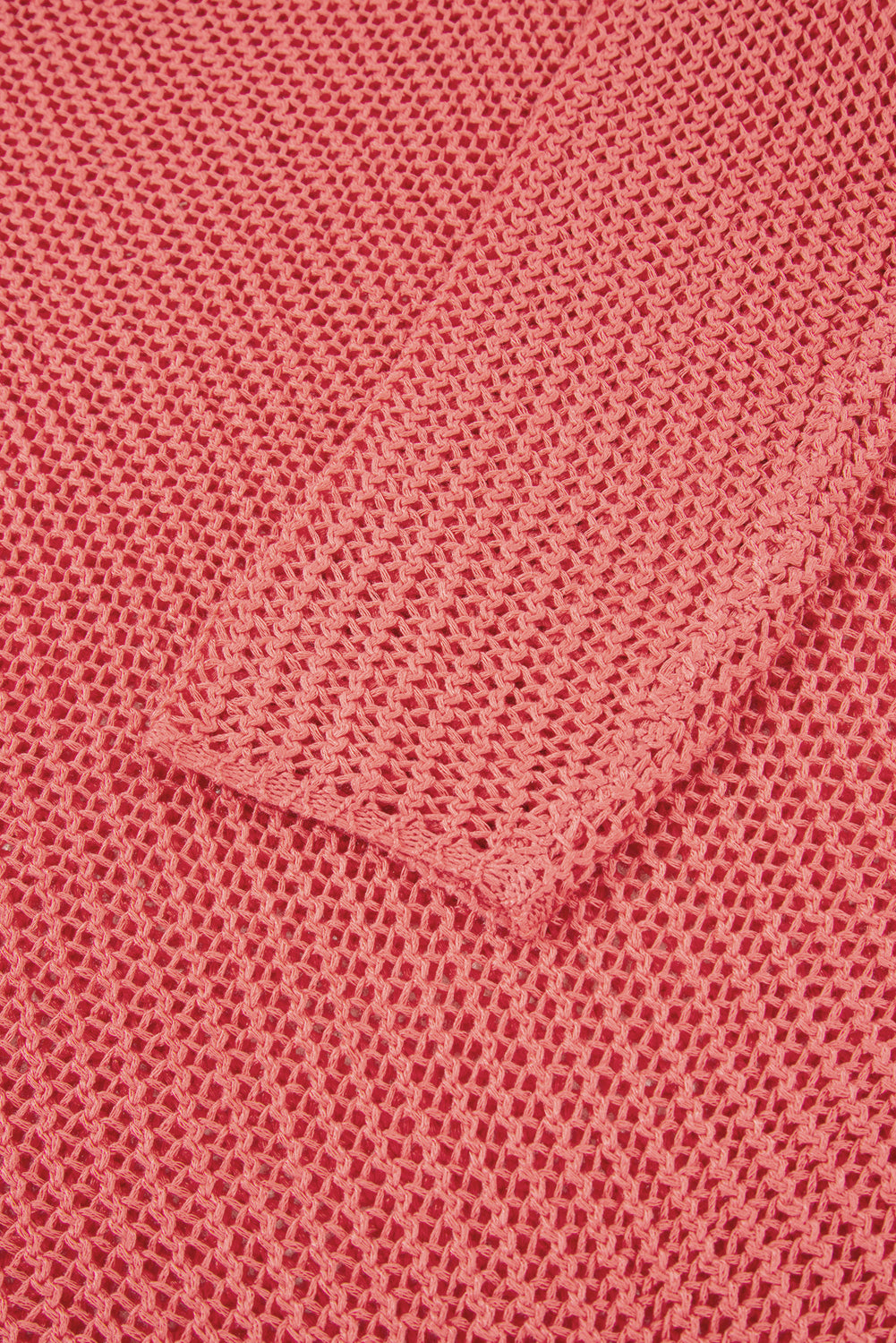 Coral Crochet Hollow-out Knit Sweater