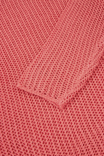 Coral Crochet Hollow-out Knit Sweater