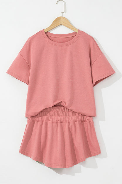 Black Cropped Tee and Ruffle High Waist Skort Set