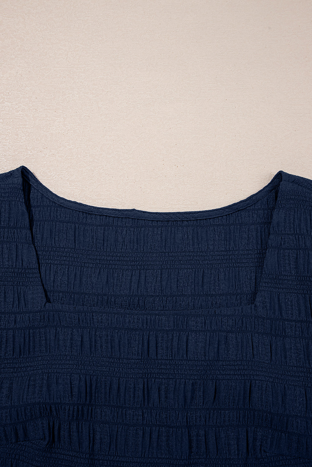 Dirty Blue Textured Ruffle Top and Shirred High Waist Shorts Set