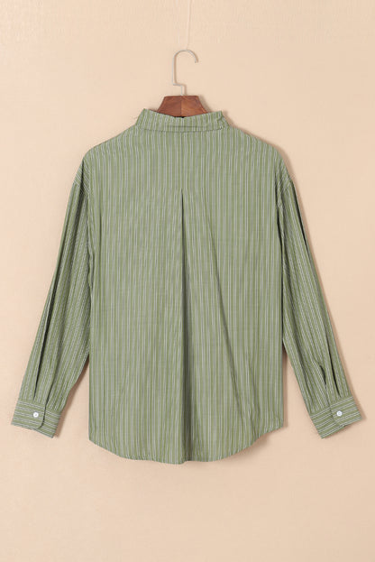 Blue Stripe Button Up Oversized Casual Shirt Shacket