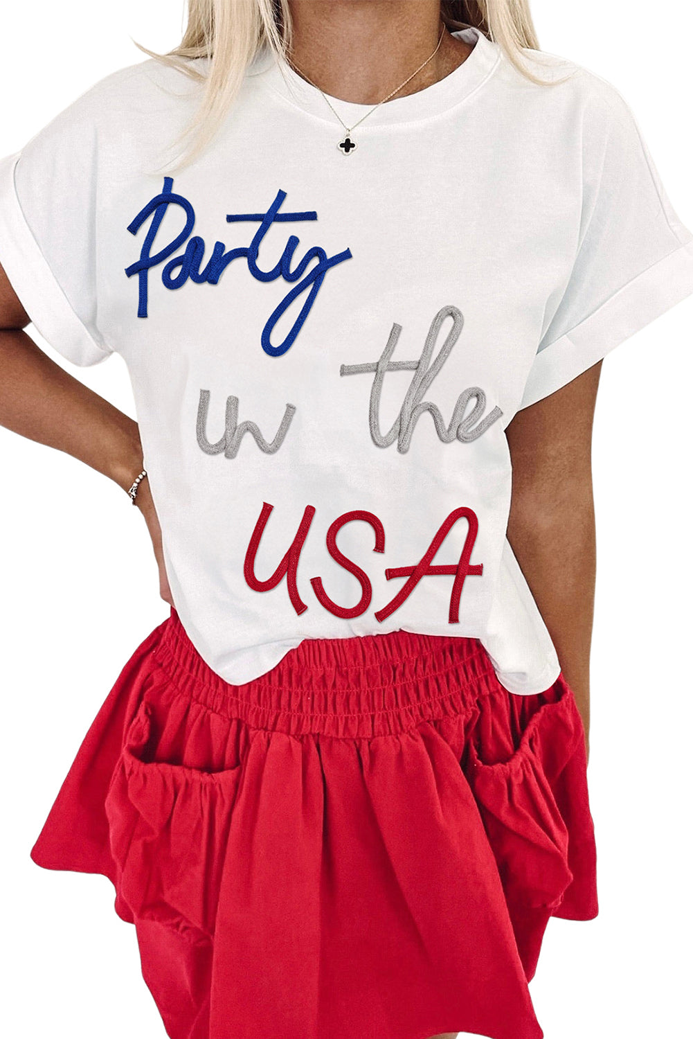 White Party in the USA Letter Graphic T Shirt