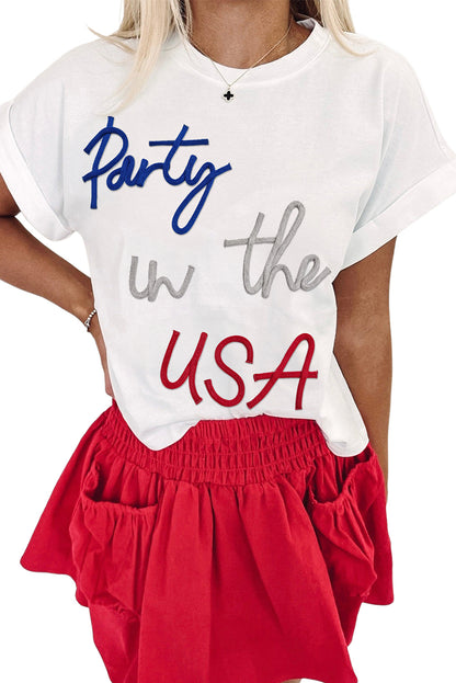White Party in the USA Letter Graphic T Shirt