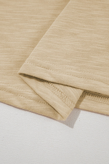 Tan Contrast Trim Round Neck Tank Top