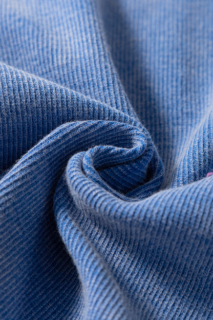 Sky Blue Mineral Wash Ribbed Notch Neck Tank Top