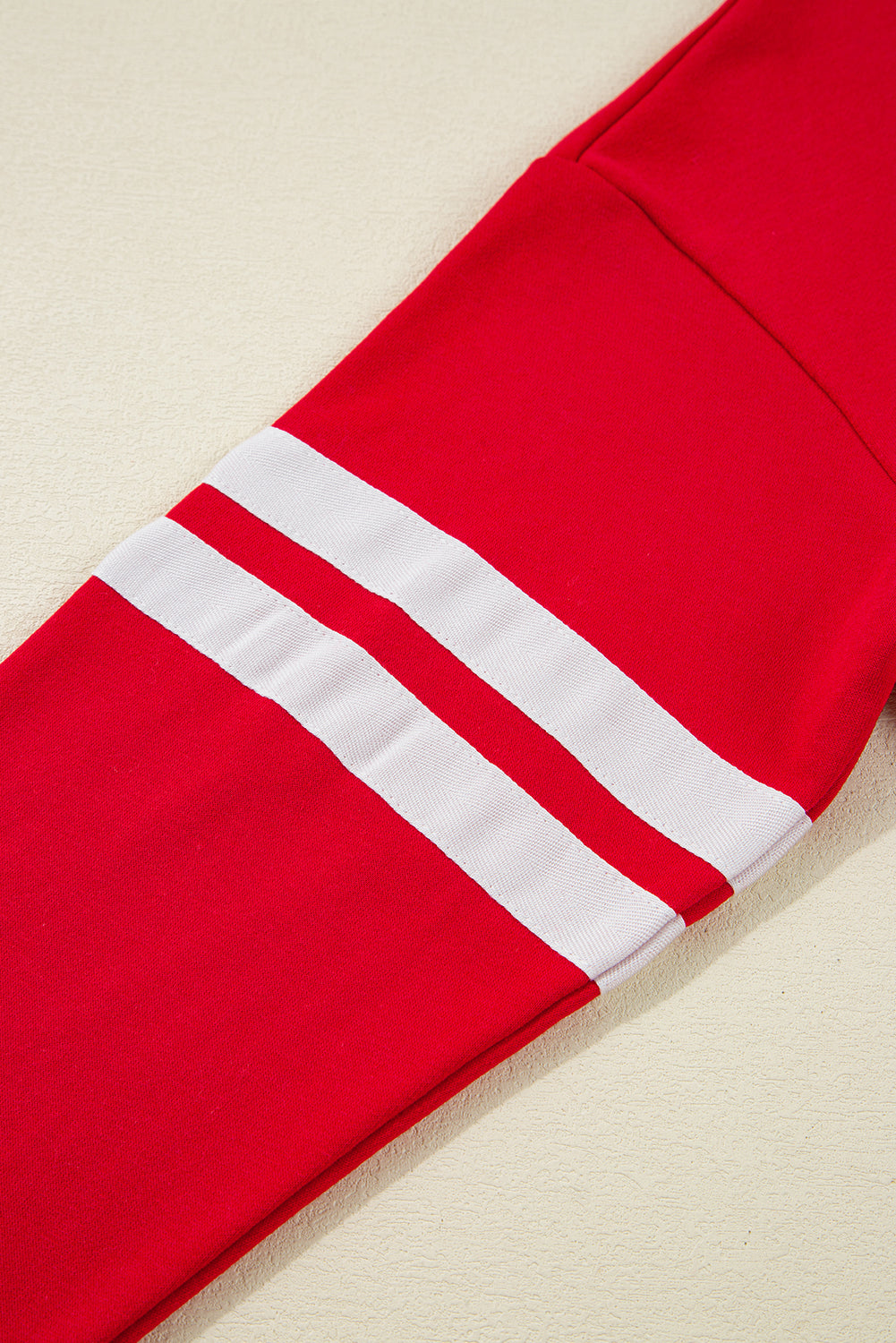 Orange Varsity Striped Sleeve Drop Shoulder Sweatshirt and Shorts Set
