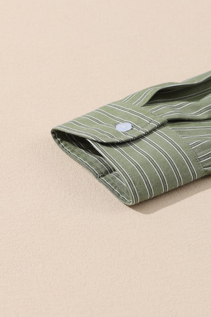 Blue Stripe Button Up Oversized Casual Shirt Shacket