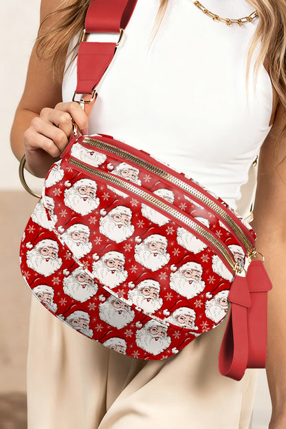 Black Floral Print Multi Pocket Crossbody Bag
