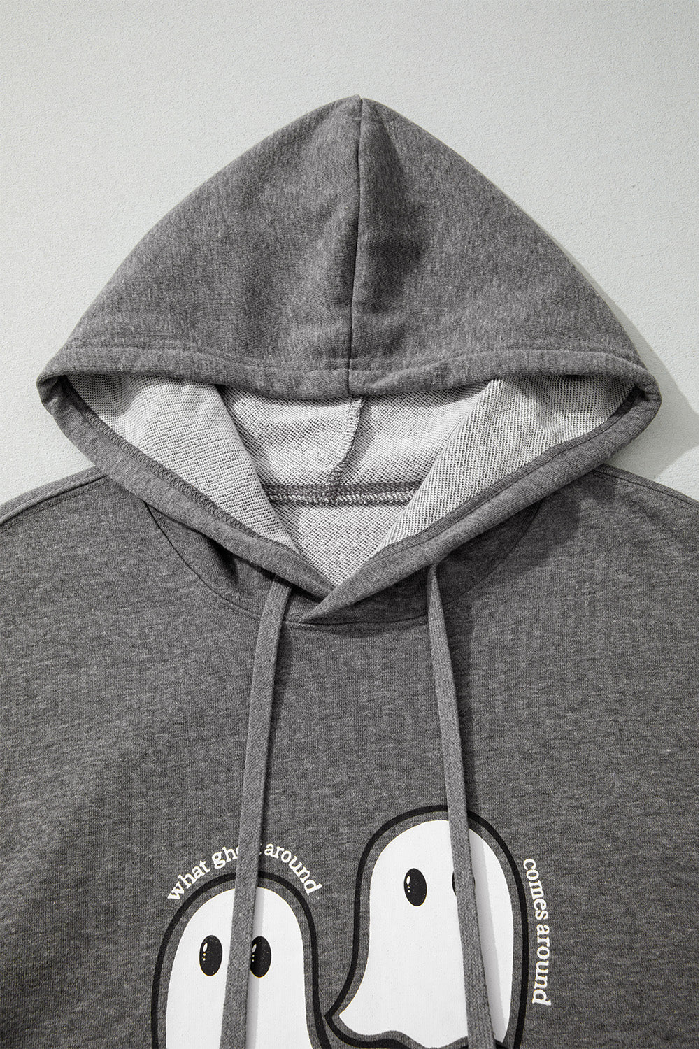 Dark Grey Cute Halloween Ghost Mineral Wash Oversized Hoodie