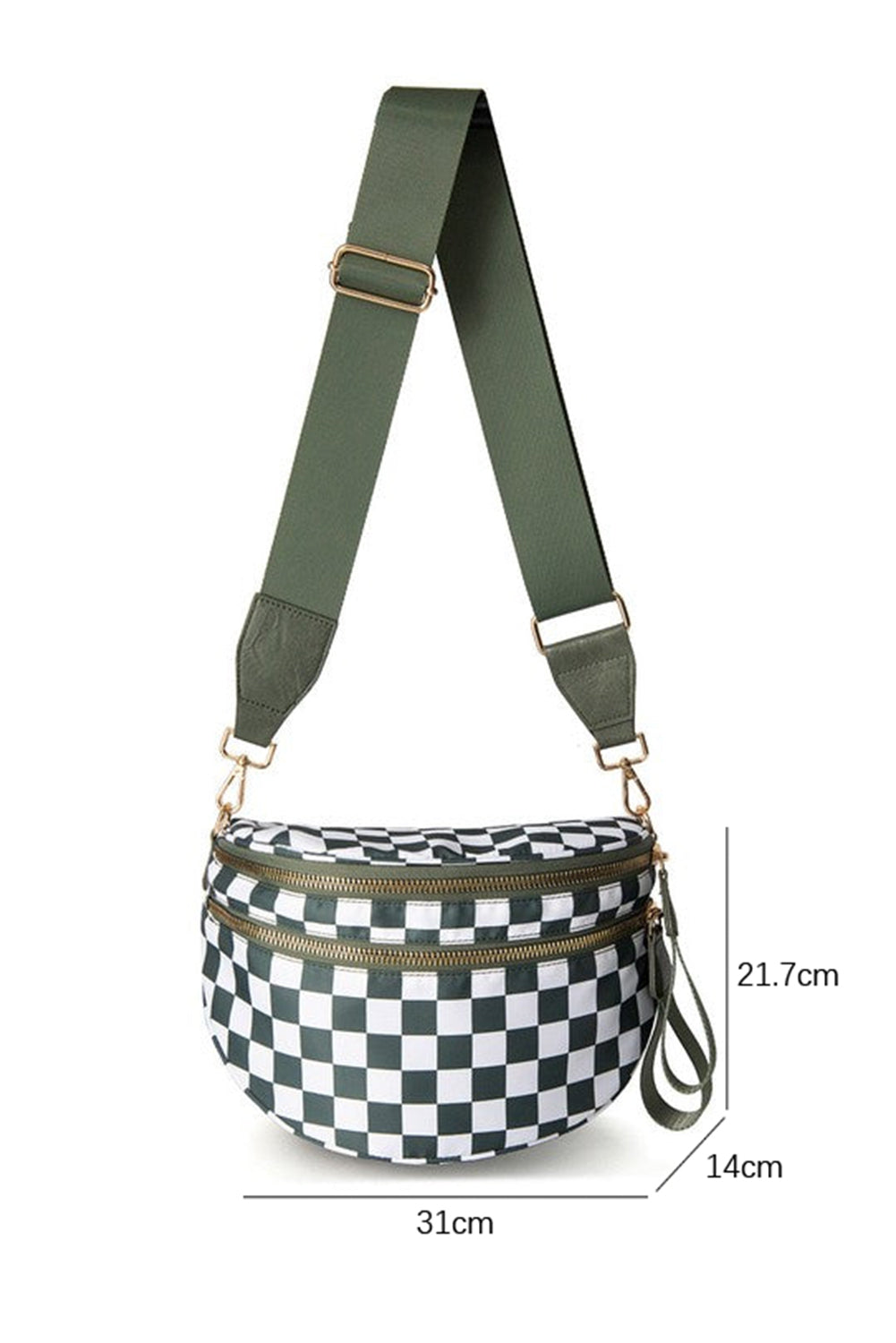 Chicory Coffee Checkered Print Wide Strap Large Crossbody Bag