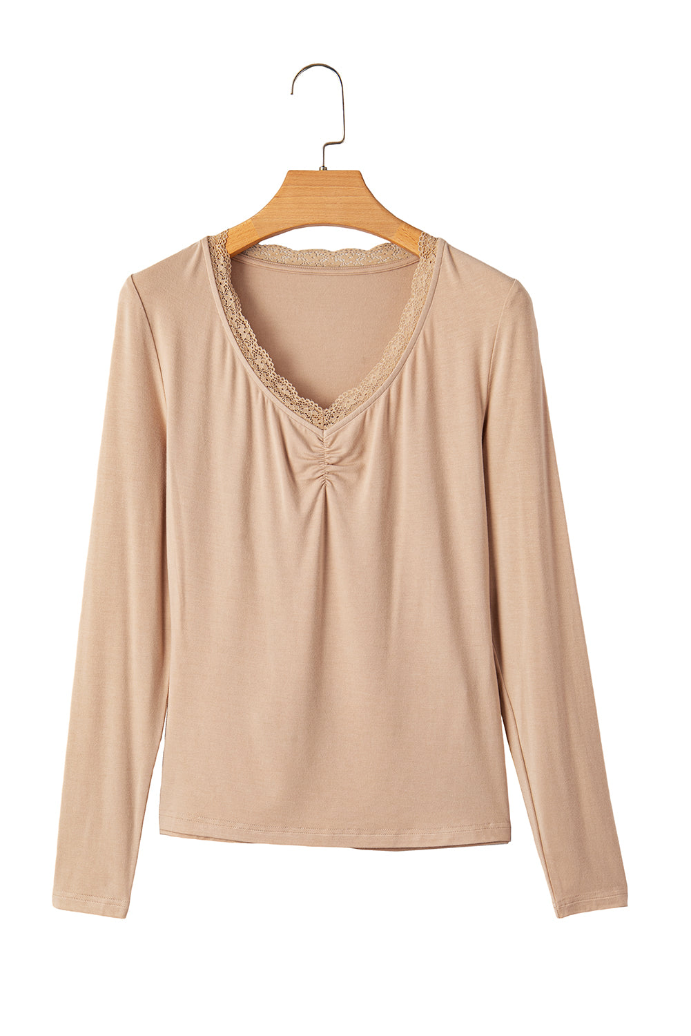Red Dahlia Lace Sweetheart Neckline Long Sleeve Top