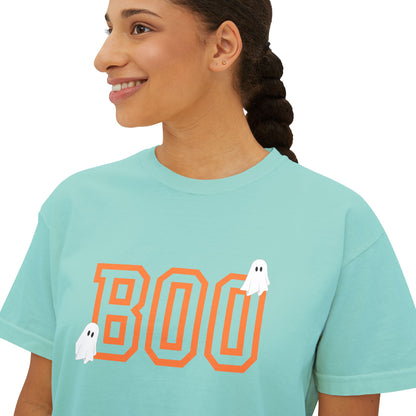 Halloween Ghost Women's Boxy Tee, Cute Halloween Shirt, Boo Tee, Spooky Casual Top, Fall Fashion Tee