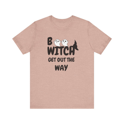 Halloween Ghost Tee, Fun Unisex Jersey Short Sleeve Tee, Boo Witch Get Out The Way Shirt, Spooky Vibes, Fall Fashion, Gift for Friends