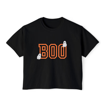 Halloween Ghost Women's Boxy Tee, Cute Halloween Shirt, Boo Tee, Spooky Casual Top, Fall Fashion Tee