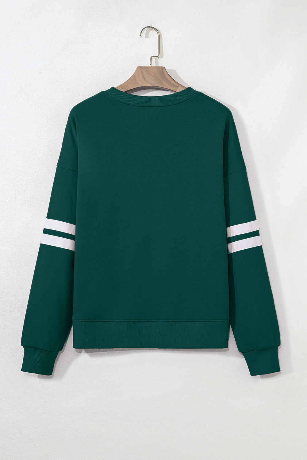 Coffee Preppy Striped Sleeve Loose Sweatshirt