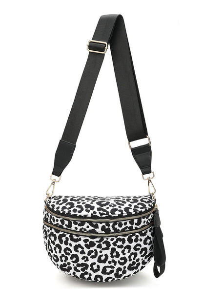 Chicory Coffee Checkered Print Wide Strap Large Crossbody Bag