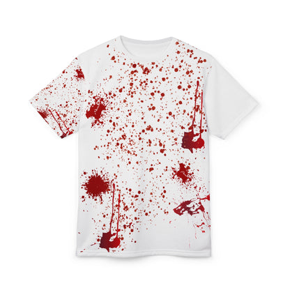 Gory Guitar Graphic Tee, Unisex Cut & Sew T-Shirt, Music Lover's Gift, Halloween Costume, Rock Concert Apparel