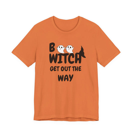 Halloween Ghost Tee, Fun Unisex Jersey Short Sleeve Tee, Boo Witch Get Out The Way Shirt, Spooky Vibes, Fall Fashion, Gift for Friends