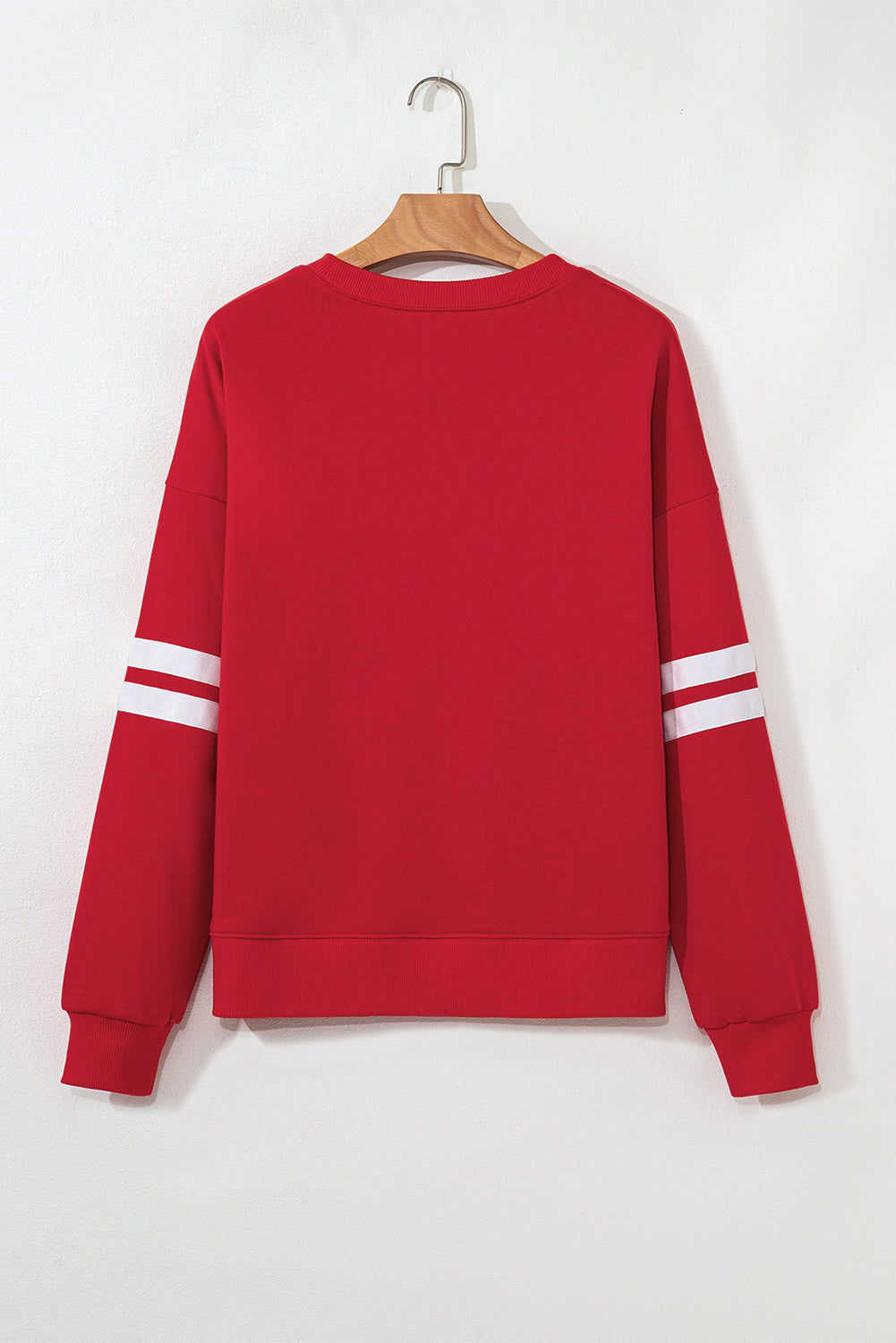 Coffee Preppy Striped Sleeve Loose Sweatshirt