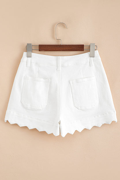 Sail Blue Scalloped Hemline Light Wash Denim Shorts
