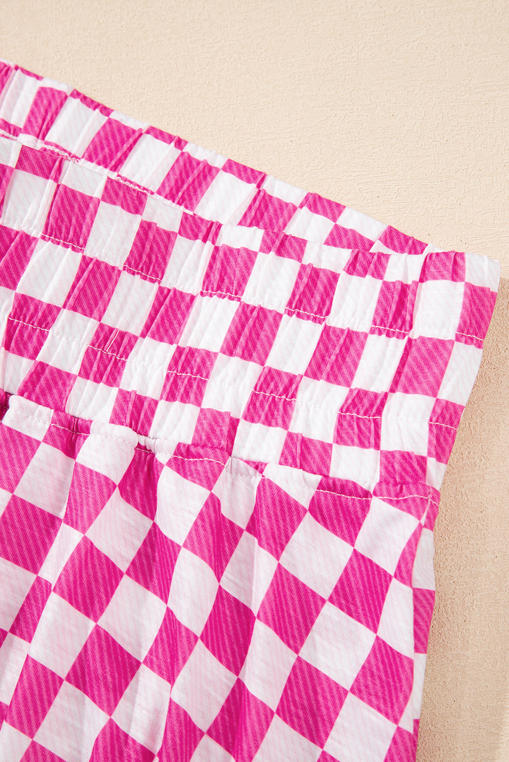 Brown Checkerboard T Shirt and High Waist Skort Set