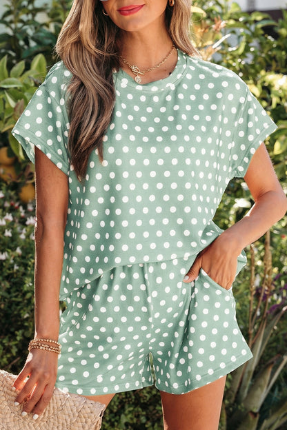 Pink Polka Dot Print Short Set