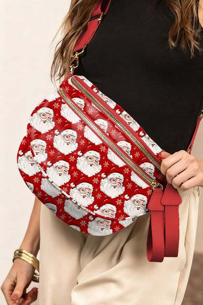 Black Floral Print Multi Pocket Crossbody Bag