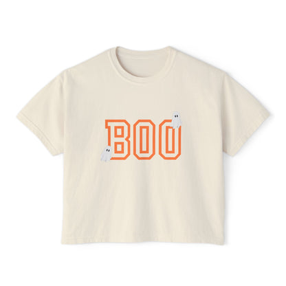 Halloween Ghost Women's Boxy Tee, Cute Halloween Shirt, Boo Tee, Spooky Casual Top, Fall Fashion Tee