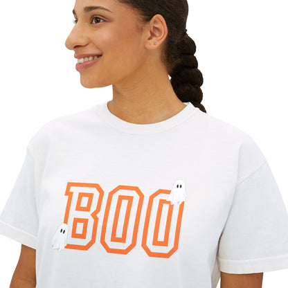 Halloween Ghost Women's Boxy Tee, Cute Halloween Shirt, Boo Tee, Spooky Casual Top, Fall Fashion Tee