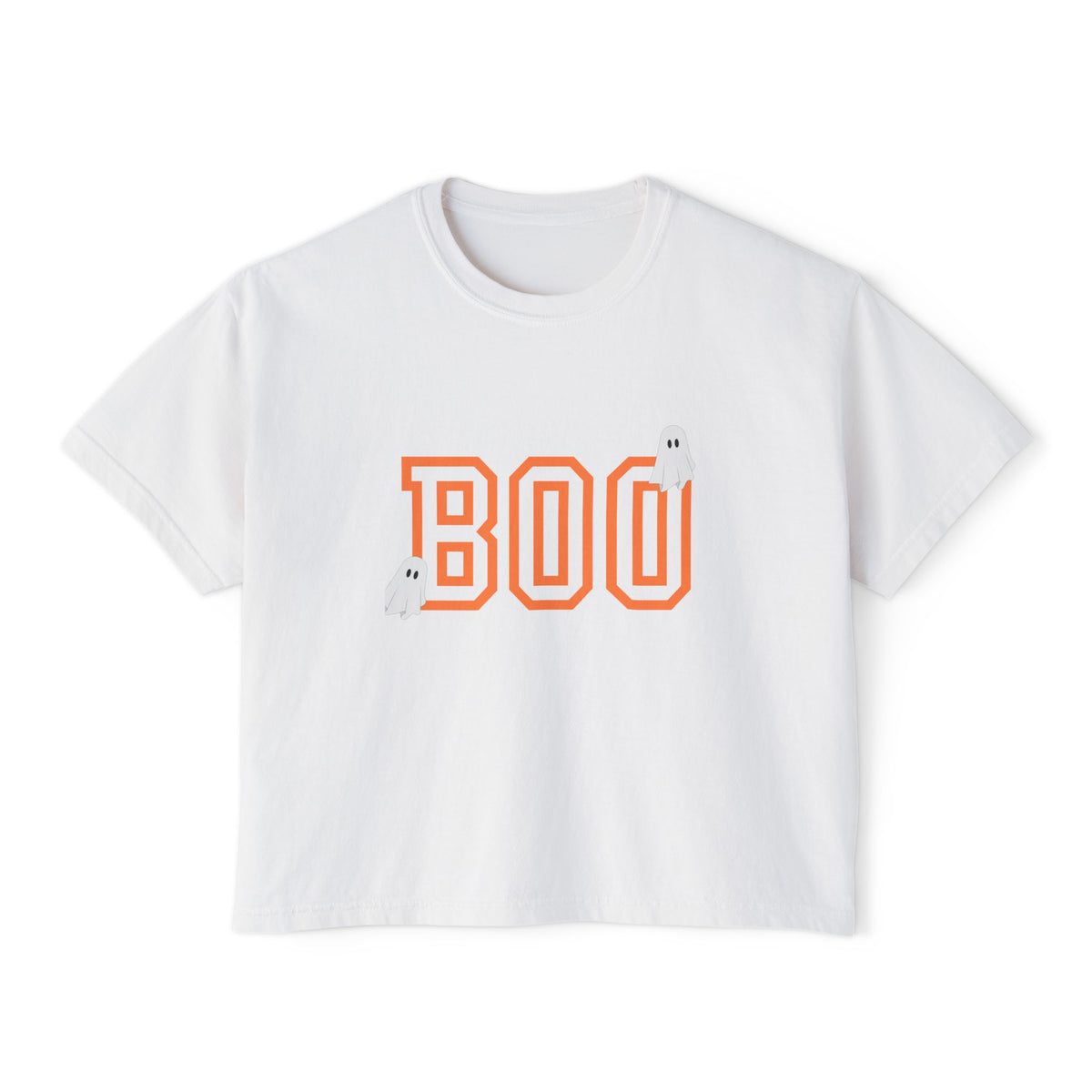 Halloween Ghost Women's Boxy Tee, Cute Halloween Shirt, Boo Tee, Spooky Casual Top, Fall Fashion Tee