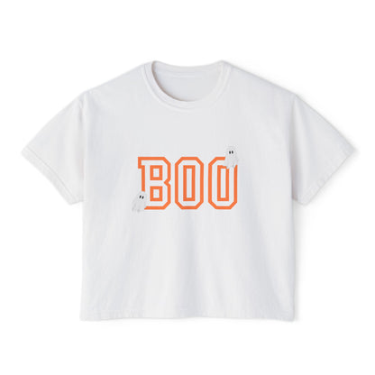 Halloween Ghost Women's Boxy Tee, Cute Halloween Shirt, Boo Tee, Spooky Casual Top, Fall Fashion Tee