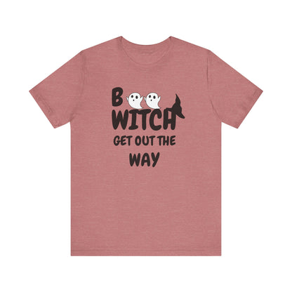 Halloween Ghost Tee, Fun Unisex Jersey Short Sleeve Tee, Boo Witch Get Out The Way Shirt, Spooky Vibes, Fall Fashion, Gift for Friends