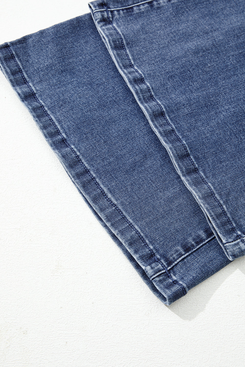 Dirty blue Button Zip High Waist Flared Hem Jeans