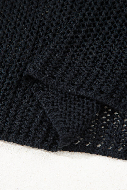Coral Crochet Hollow-out Knit Sweater