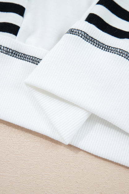 Green Striped Colorblock Patchwork Oversized Sweatshirt