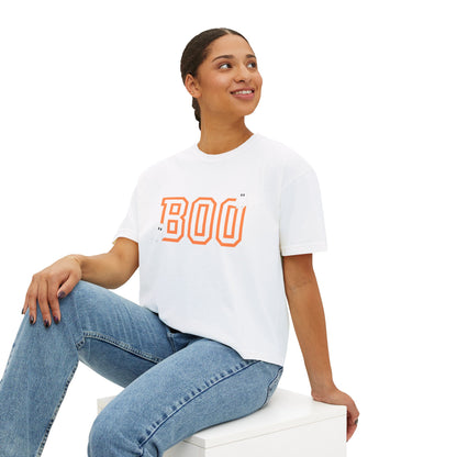 Halloween Ghost Women's Boxy Tee, Cute Halloween Shirt, Boo Tee, Spooky Casual Top, Fall Fashion Tee
