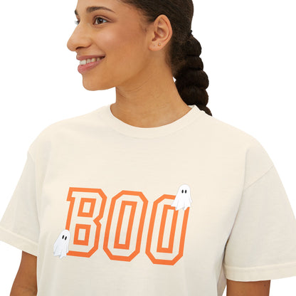 Halloween Ghost Women's Boxy Tee, Cute Halloween Shirt, Boo Tee, Spooky Casual Top, Fall Fashion Tee