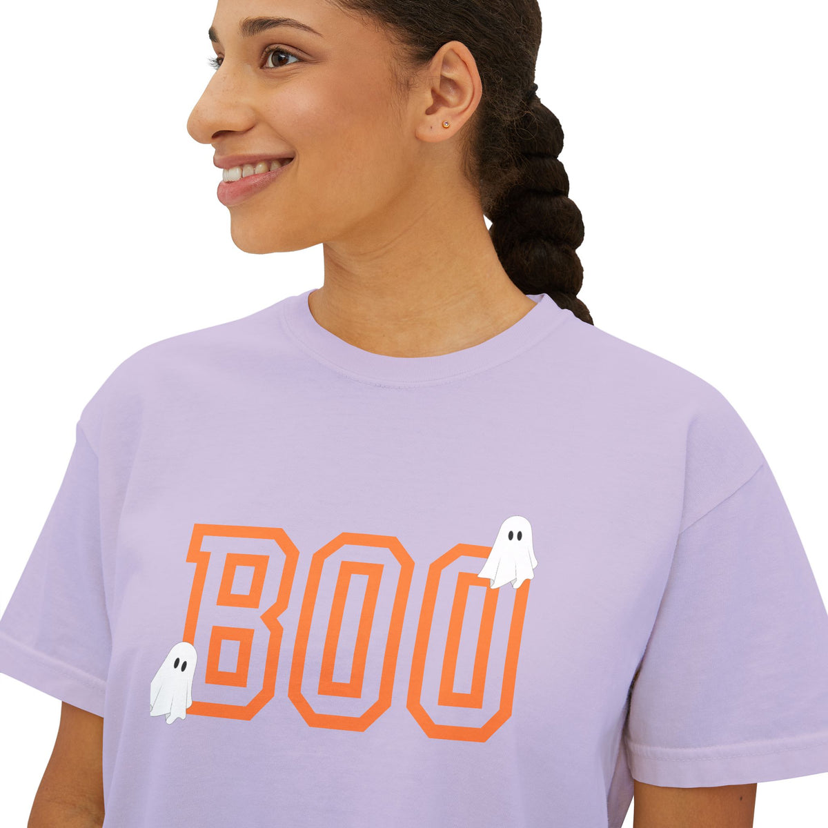 Halloween Ghost Women's Boxy Tee, Cute Halloween Shirt, Boo Tee, Spooky Casual Top, Fall Fashion Tee
