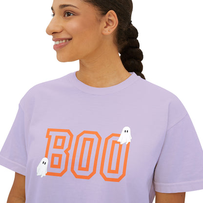 Halloween Ghost Women's Boxy Tee, Cute Halloween Shirt, Boo Tee, Spooky Casual Top, Fall Fashion Tee