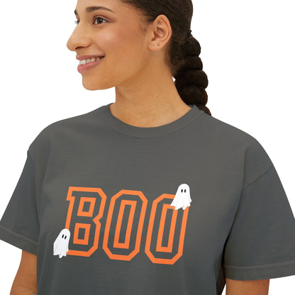 Halloween Ghost Women's Boxy Tee, Cute Halloween Shirt, Boo Tee, Spooky Casual Top, Fall Fashion Tee