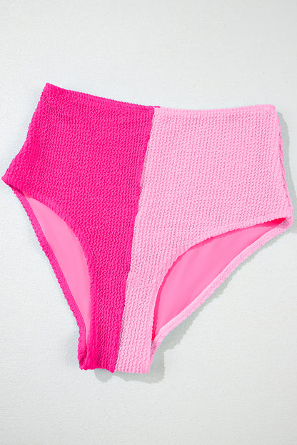 Sky Blue Corded Colorblock Square Neck Bikini Swimsuit