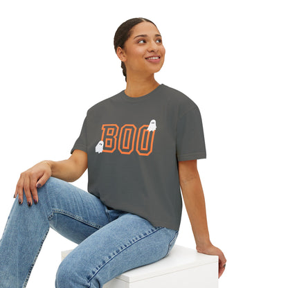 Halloween Ghost Women's Boxy Tee, Cute Halloween Shirt, Boo Tee, Spooky Casual Top, Fall Fashion Tee