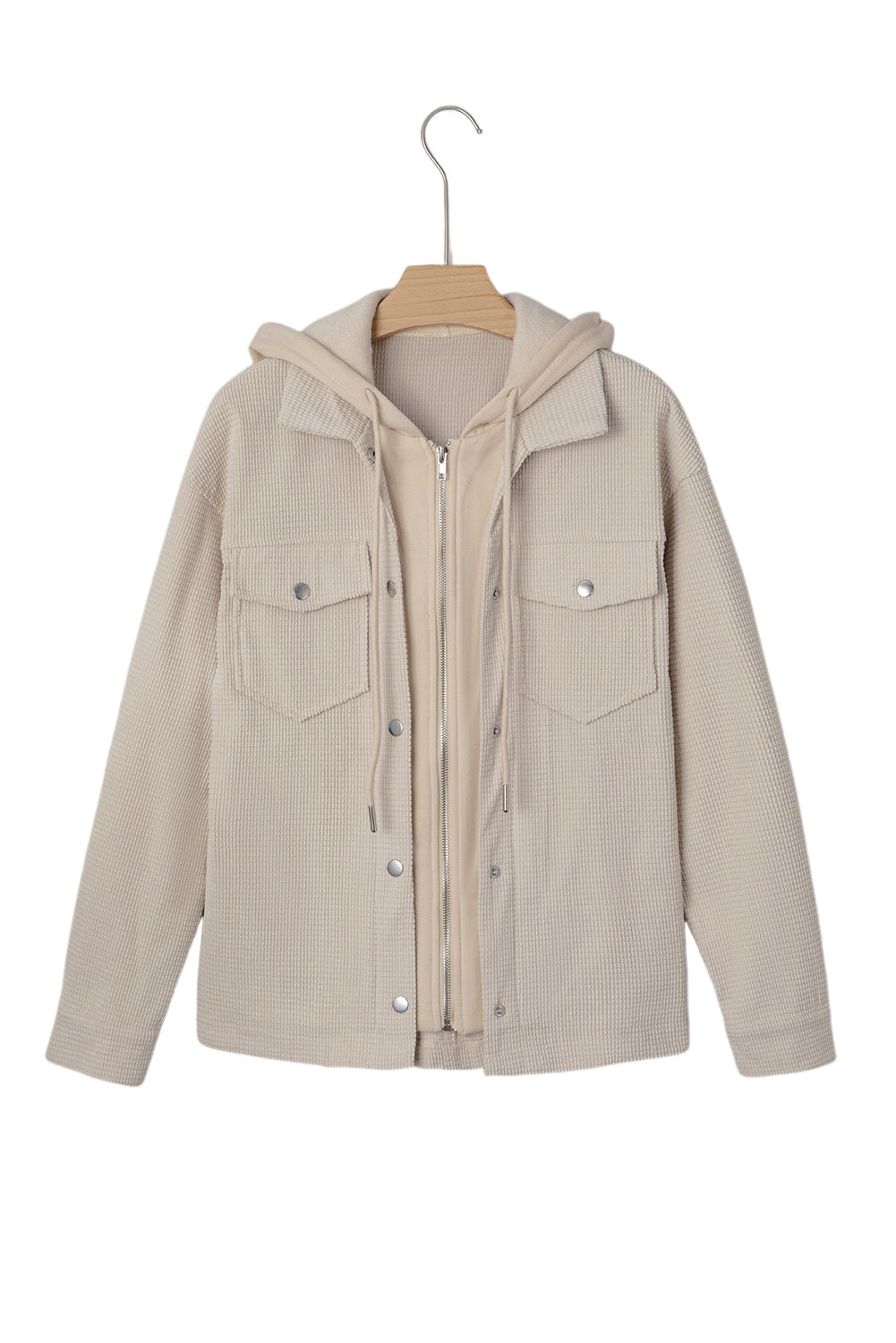 Laurel Green Solid Color Textured Patchwork Flap Pocket Shacket