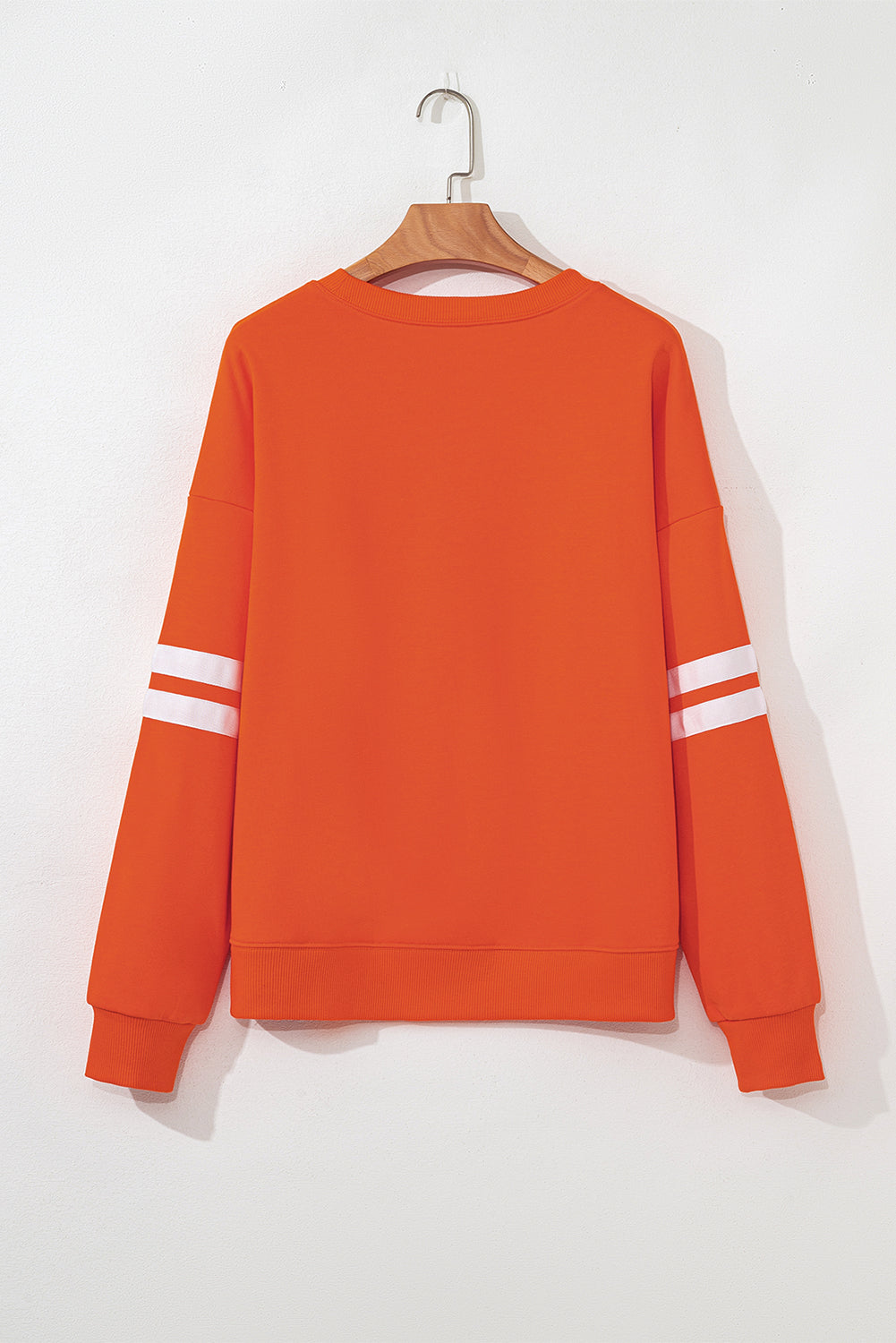 Coffee Preppy Striped Sleeve Loose Sweatshirt