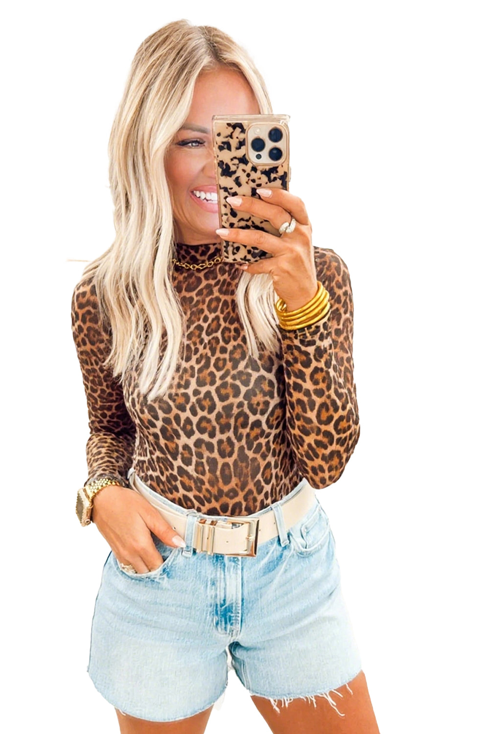 🐆Wild Aura Leopard Mesh Top