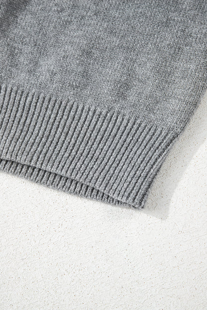 Medium Grey Hooded Button Up Drop Shoulder Sweater Cardigan