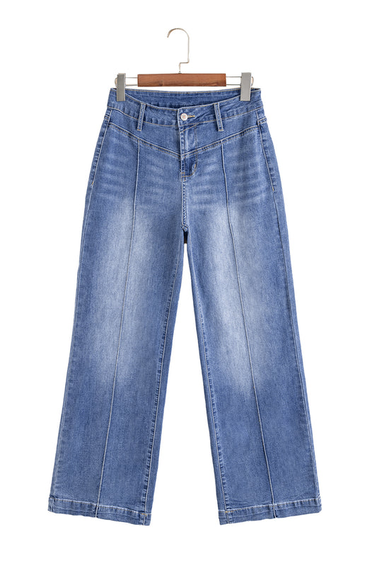 Beau Blue Tailored Center Seam Detail High Rise Jeans