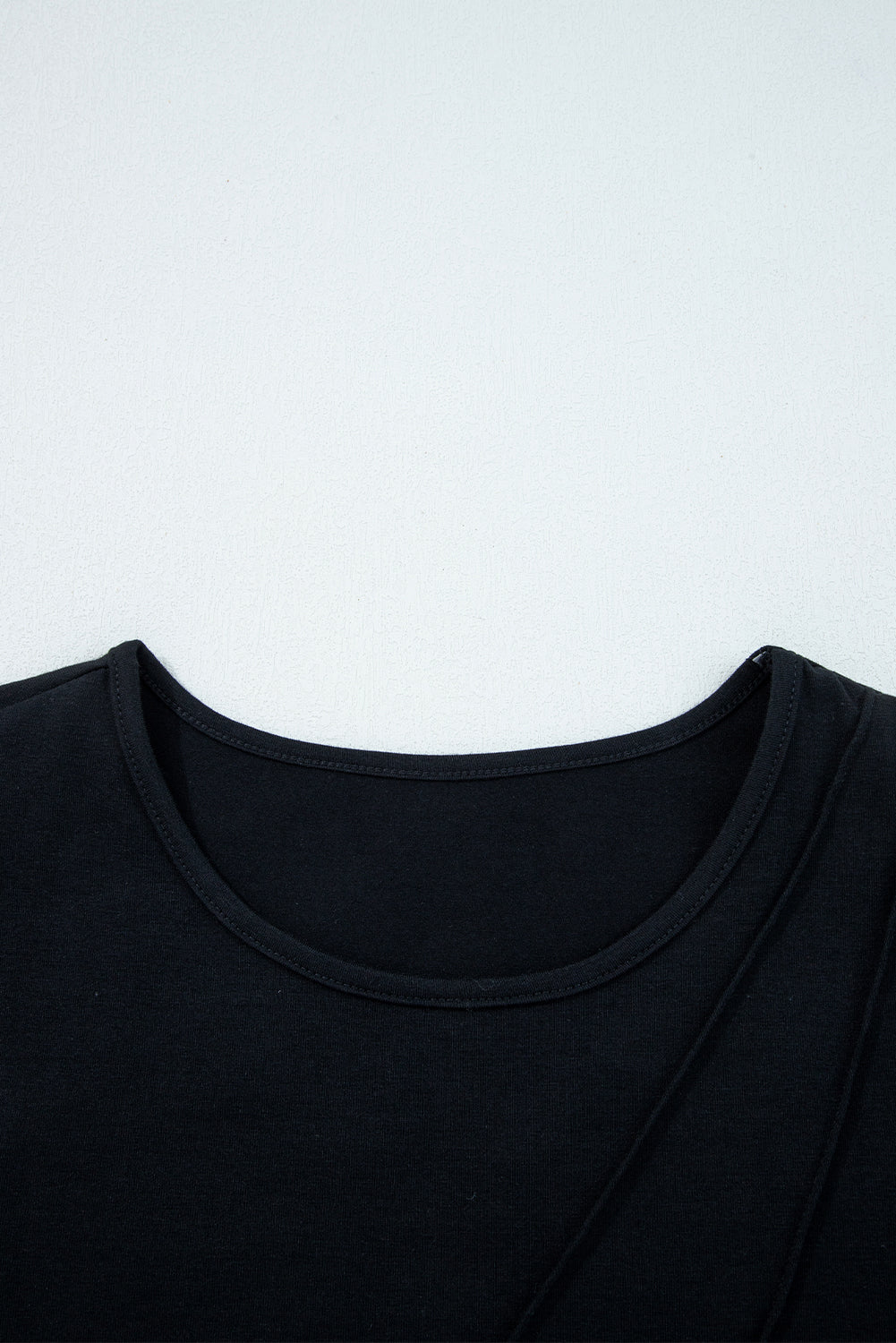 Black  Asymmetric Seam Detail Solid Color Long Sleeve Top