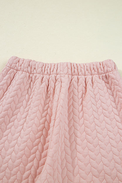 Delicacy Braided Texture Ruffle Hem Top Drawstring Loose Pants Set