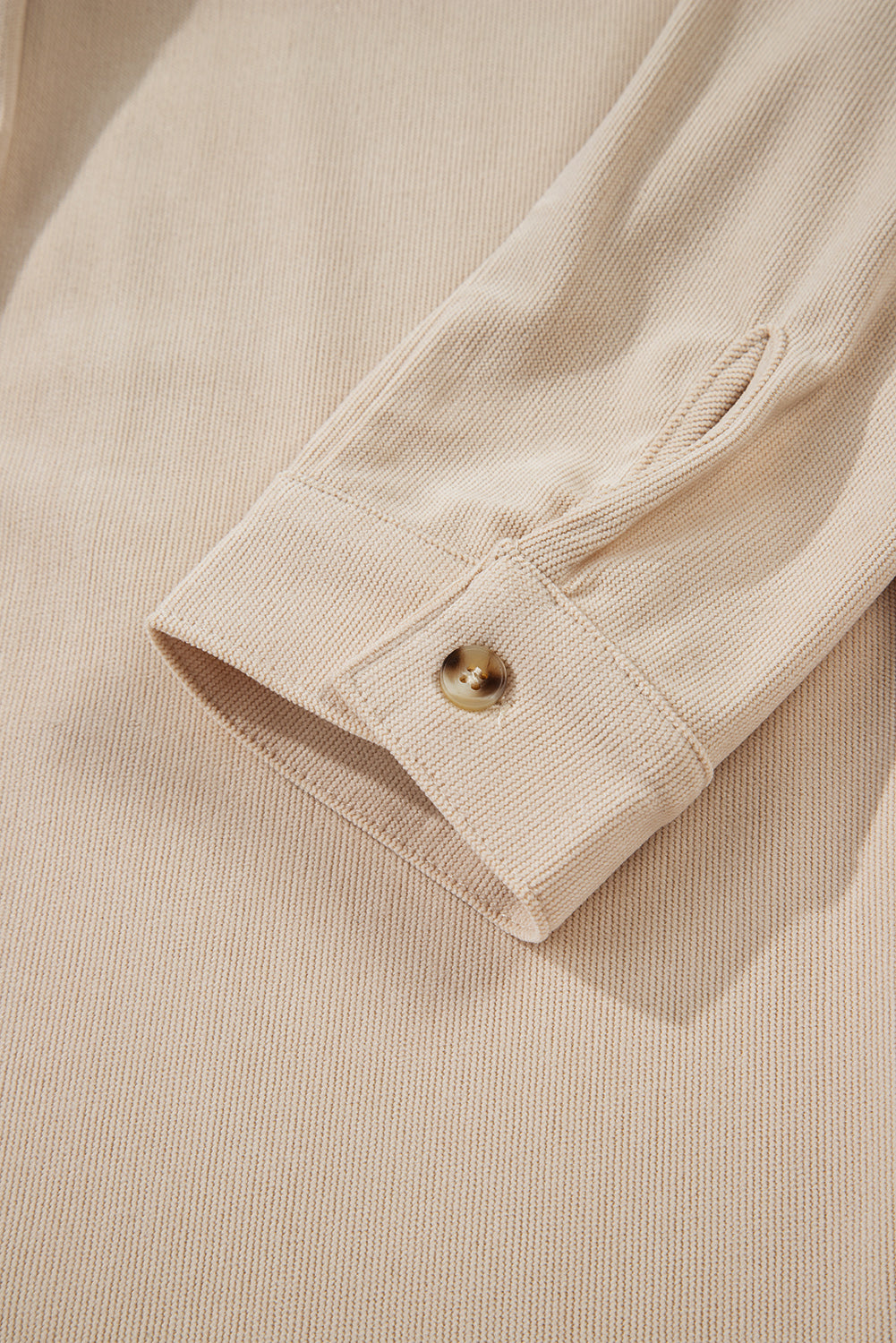 Oatmeal Corduroy Half Button Collared Long Sleeve Mini Dress